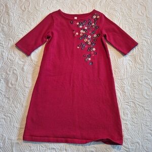 Tea Collection girls size 8 red dress with multiple embroidered flowers VGUC